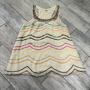 Free People Colorful Sequins Embroidered Flowy Sleeveless Top Size Small